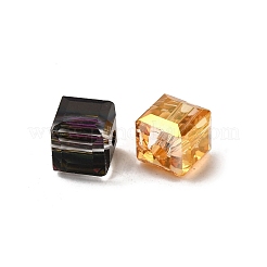 電気メッキガラスビーズ  キューブ  多面カット  ミックスカラー  7x7x7mm  穴：1.6mm&nbsp;EGLA-G040-01A