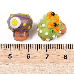手作りのでこぼこランプワークビーズ  カップケーキ  ミックスカラー  15x16.5x17mm  穴：1.6mm&nbsp;LA-CBA1E53-03