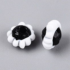 手作りランプワークビーズ連売り  花  ブラック  8~10x5~6.5mm  穴：1.5~2mm  約60個/連  12.20インチ（31cm）&nbsp;LAMP-N042-19A