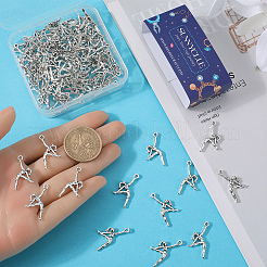 チベット風アロイペンダント80個  体操選手  アンティークシルバー  26x13x2.5mm  穴：1.5mm&nbsp;PALLOY-SC0004-27