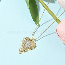 真鍮マイクロパヴェクリアキュービックジルコニアハートペンダントネックレス（女性用）  18KGP本金メッキ  17.52インチ（44.5cm）&nbsp;NJEW-D306-04G-B