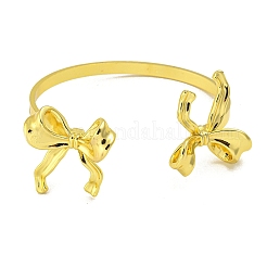 Rack Plating Bowknot Brass Cuff Bangles for Women&nbsp;BJEW-B106-25A-G