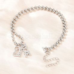 Mother's Day Brass Micro Pave Clear Cubic Zirconia Mom Heart Pendant Necklaces for Women&nbsp;NJEW-A071-06B-P
