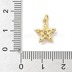 真鍮製マイクロパヴェキュービックジルコニアペンダント  スターのチャーム  丸カン付き  ゴールドカラー  12x10x3.5mm&nbsp;LS-KK-H528-02G