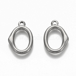 変色しにくい304ステンレススチールペンダント  オーバル  ステンレス鋼色  14.5x10x2mm  穴：1.4mm&nbsp;STAS-A042-05P