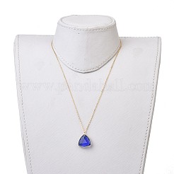 Triangle Glass Pendant Necklaces&nbsp;NJEW-JN02610-M
