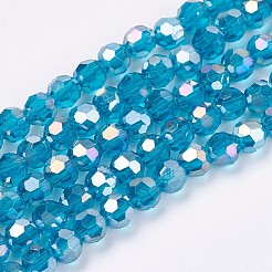 ガラスビーズ連売り  混合スタイル  ファセット（32ファセット）  ラウンド  ミックスカラー  3.5~4.5mm  穴：0.5mm  約100個/連  13.9~15.7インチ（35.5~40cm）&nbsp;EGLA-F120-M02