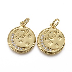 Brass Micro Pave Clear Cubic Zirconia Pendants&nbsp;KK-F821-21