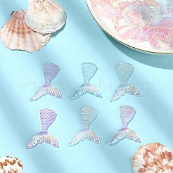 30 個 4 色の蓄光透明樹脂カボション  模造魚の尾  暗闇で光る  ミックスカラー  39x27x4mm&nbsp;RESI-CJ0003-57