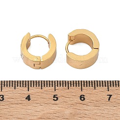 201ステンレススチール製ワイドハギーフープピアス  304ステンレス鋼のピンとガラス付き  PVD真空メッキ  長持ちメッキ  リング形状  ゴールドカラー  13x7mm&nbsp;EJEW-D354-13G