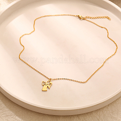 304ステンレススチール製 母子シルエット ママペンダントネックレス 女性用  18KGP本金メッキ  17.72インチ（45cm）&nbsp;WI4645-1