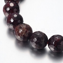 Faceted Natural Garnet Round Bead Stretch Bracelets&nbsp;BJEW-JB09123