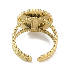 Ion Plating(IP) 304 Stainless Steel Enamel Flat Round Cuff Finger Rings&nbsp;RJEW-L107-043G-02