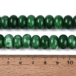 天然石ホワイトジェイドビーズ連売り  滑らかなロンデル  染め  グリーン  12x7.5mm  穴：0.5~1.2mm  約48~56個/連  14.17~16.73インチ（36~42.5cm）&nbsp;G-Q613-02A-12