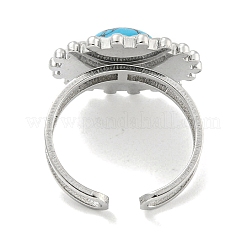 304 Stainless Steel Synthetic Gemstone Cuff Rings&nbsp;G-Z056-08P