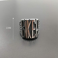 男性用304ステンレススチール製指輪  ワードバイク  アンティークシルバー  usサイズ11（20.6mm）&nbsp;FS-WG417A7-04