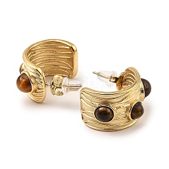 Real 18K Gold Plated 304 Stainless Steel Arch Stud Earrings with Resin Beaded&nbsp;EJEW-G358-01G-01