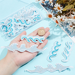 ポリエステル布の刺繍をアップリケに縫い付けます  ミシンクラフト装飾  海の波  ミックスカラー  76~145x25.5~26.5x1.5~2mm&nbsp;PATC-NB0001-31