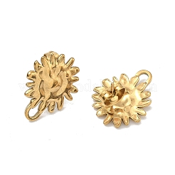 304ステンレススチールスタッドピアス金具  カン付き  花  イオンプレーティング（ip）  18KGP本金メッキ  18x14mm  穴：2mm  ピン：1mm&nbsp;LS-STAS-A139-05G