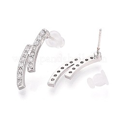 Alloy & Clear Cubic Zirconia Stick Stud Earrings&nbsp;PALLOY-N187-01P