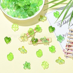 70個7スタイルのアクリルカボション  葉  暗闇で光る  ライムグリーン  19.5~22.5x17~26x4~7mm  10個/スタイル&nbsp;MACR-CJ0002-42