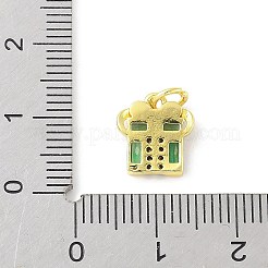 真鍮製マイクロパヴェキュービックジルコニアペンダント  ギフトチャーム  長持ちメッキ  カドミウムフリー＆鉛フリー  ラックめっき  18KGP本金メッキ  丸カン付き  ミックスカラー  10.5x9.5x3mm  穴：3mm&nbsp;KK-Z101-02G