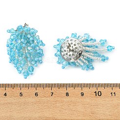 Glass Seed Braided Beaded Flower Stud Earrings&nbsp;EJEW-MZ00736