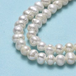 天然養殖淡水パールビーズ連売り  ポテト  ベージュ  4~5x5~5.5x4.5~5mm  穴：0.6mm  約78~79個/連  13.94インチ（35.4cm）&nbsp;PEAR-F018-13B-01