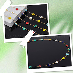 2M Flower Glass Beaded Chains&nbsp;CHS-SP0001-02A