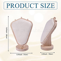 胸像型の木製ネックレスディスプレイスタンド  ベルベットマット付き  アンティークホワイト  15x10x20cm&nbsp;NDIS-WH0003-018A