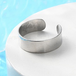 変色しない304ステンレススチール製カフリング  オープンリング  ワイドバンドリング  ステンレス鋼色  サイズ8  18mm  6mm&nbsp;X-STAS-T045-22A-P