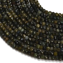 天然グリーブトルマリンビーズ連売り  多面カット  ロンデル  3x2mm  穴：0.6mm  約196個/連  15.39インチ（39.1cm）&nbsp;GG-CBAA9B4-C01-01
