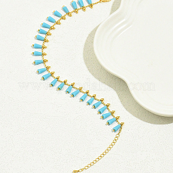 Bohemian Dyed Synthetic Turquoise Cone Tassel Brass Chain Beach Anklets for Women&nbsp;LQ2874