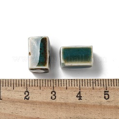 手作りの陶器ビーズ  直方体の  ティール  12~13x7~7.5x7~7.5mm  穴：2.5mm&nbsp;PORC-L080-D12