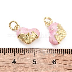 ラックメッキ真鍮エナメルチャーム  カドミウムフリー＆鉛フリー  長持ちメッキ  18KGP本金メッキ  ハート  11.5x12.5x6.5mm  穴：3mm&nbsp;KK-G512-19E-G
