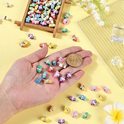 80個8色手作りポリマークレイビーズ  トンボ  ミックスカラー  5~8.5x9~11.5x4.5~5mm  穴：1.2~1.6mm  10個/カラー&nbsp;CLAY-YW0001-98