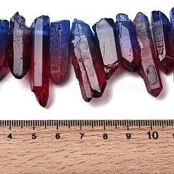 ツートンの天然水晶ビーズ連売り  染め  ファセット弾丸  トップ掘削  24~50x9.5x8mm  穴：1.7mm  約21個/連  7.28''~7.68''（18.5~19.5センチメートル）&nbsp;G-Z131-K01-02