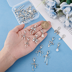 24個 12スタイル ABS イミテーションパール プラスチック シューズデコレーション  合金製カニカン付き  プラチナ  26~50mm  2個/スタイル&nbsp;HJEW-PH02281