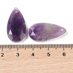 天然石アメジストペンダント  ファセットティアドロップチャーム  24.5x13x4mm  穴：1mm&nbsp;G-M440-01B