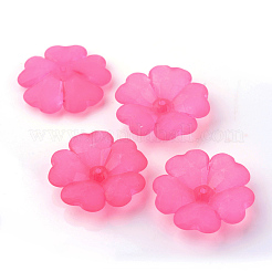 透明なアクリルビーズ  艶消し  花  ミックスカラー  28x27x6.5mm  穴：2mm  約219個/500g&nbsp;FACR-Q009-21
