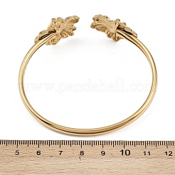 女性用304ステンレススチールカフバングル  ゴールドカラー  花  内径：2-1/2x2-1/4インチ（6.25x5.65cm）&nbsp;BJEW-A147-01A-G