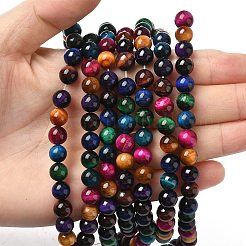 天然石タイガーアイビーズ連売り  ラウンド  ミックスカラー  8mm  穴：1mm  約24個/連  7.8インチ&nbsp;X-G-G101-8mm-6