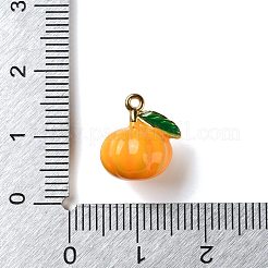 304ステンレススチールチャーム  カボチャチャーム  エナメル  ゴールドカラー  オレンジ  13x12x10.5mm  穴：1.2mm&nbsp;STAS-D203-02G