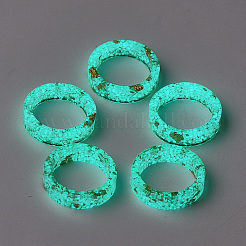 エポキシ樹脂リング  金箔  蓄光/暗闇の中で光る  芝生の緑  サイズ9  19.5mm&nbsp;RJEW-T007-01D-06