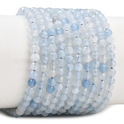 天然石アクアマリンビーズ連売り  多面カット  ラウンド  3~3.3mm  穴：0.7mm  約123~125個/連  15.20''~15.43''（38.6~39.2センチメートル）&nbsp;G-Z163-C01-3mm