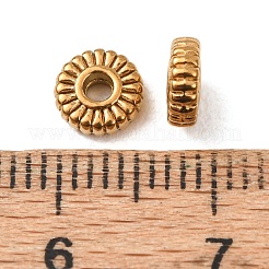 304ステンレススチールスペーサービーズ  イオンプレーティング（ip）  花  18KGP本金メッキ  6x2mm  穴：1.5mm&nbsp;STAS-L318-03G-02