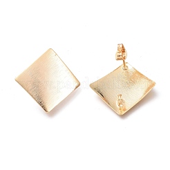真鍮製スタッドピアスパーツ  耳ナッツ  ピアスバックキャッチ＆ループ  菱形  18KGP本金メッキ  24.7x25x0.7mm  穴：2.3mm  ピン：0.8mm&nbsp;KK-M211-05G