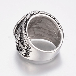 304ステンレススチール指輪  ワイドバンドリング  アンティークシルバー  17~22mm&nbsp;RJEW-G091-04
