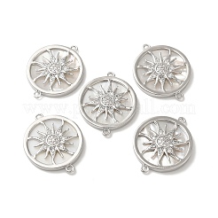 Brass Micro Pave Clear Cubic Zirconia Sun Connector Charms&nbsp;BSHE-Z003-09P
