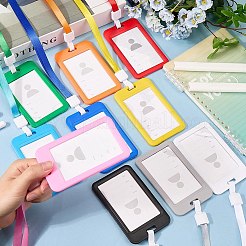 ストラップ付き長方形プラスチックIDバッジホルダー  縦型両面透明IDカードホルダー  ミックスカラー  830mm  10個/セット&nbsp;AJEW-CP0006-04C